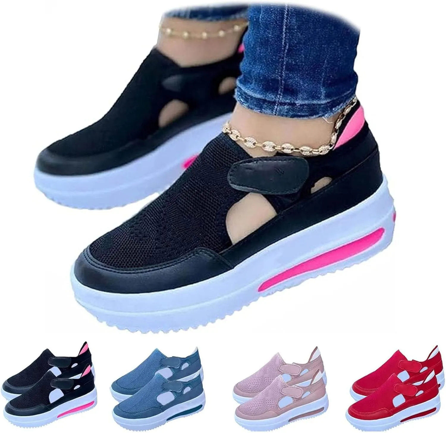 2022 Canvas Shoes Women Fashion Trainers, Women'S Leather Breathable Moccasins Shoes Non-Slip Comfy Orthopedic Walking Sneakers (Black,7)