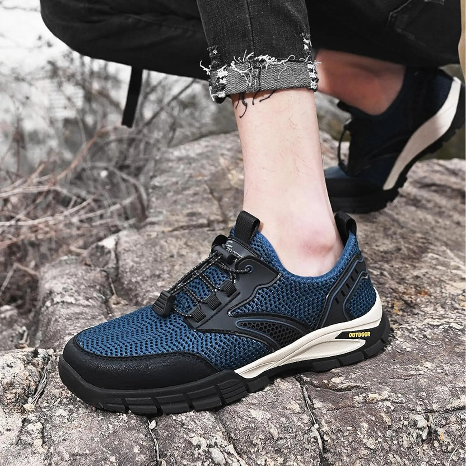Aceptolcom Men Outdoor Quick Dry Water Hiking Shoes,Breathable Lightweight Arch Support Training Walking Shoes Trekking Shoes Trail Shoes