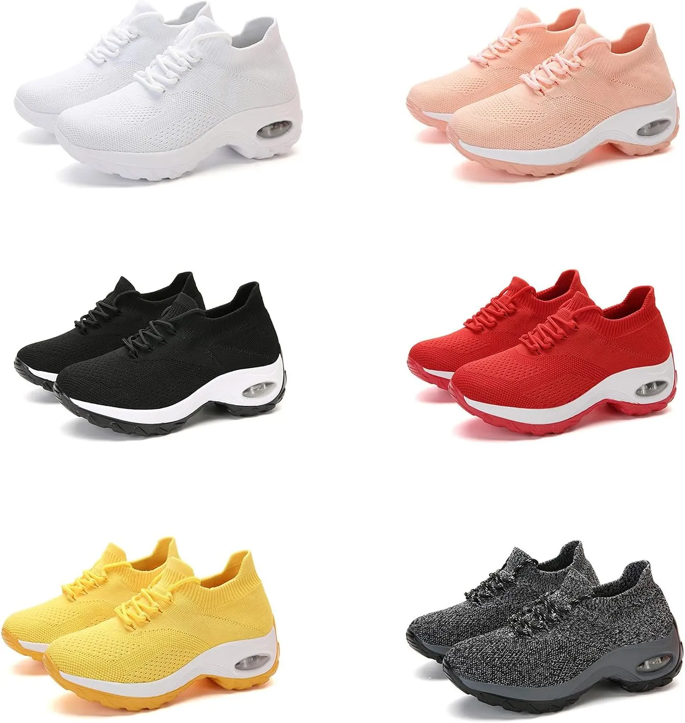 Aceptolcom Women Slip On Walking Shoes Breathable Non Slip Work Shoes Comfortable Air Cushion Orthopedic Sneakers with Arch Support