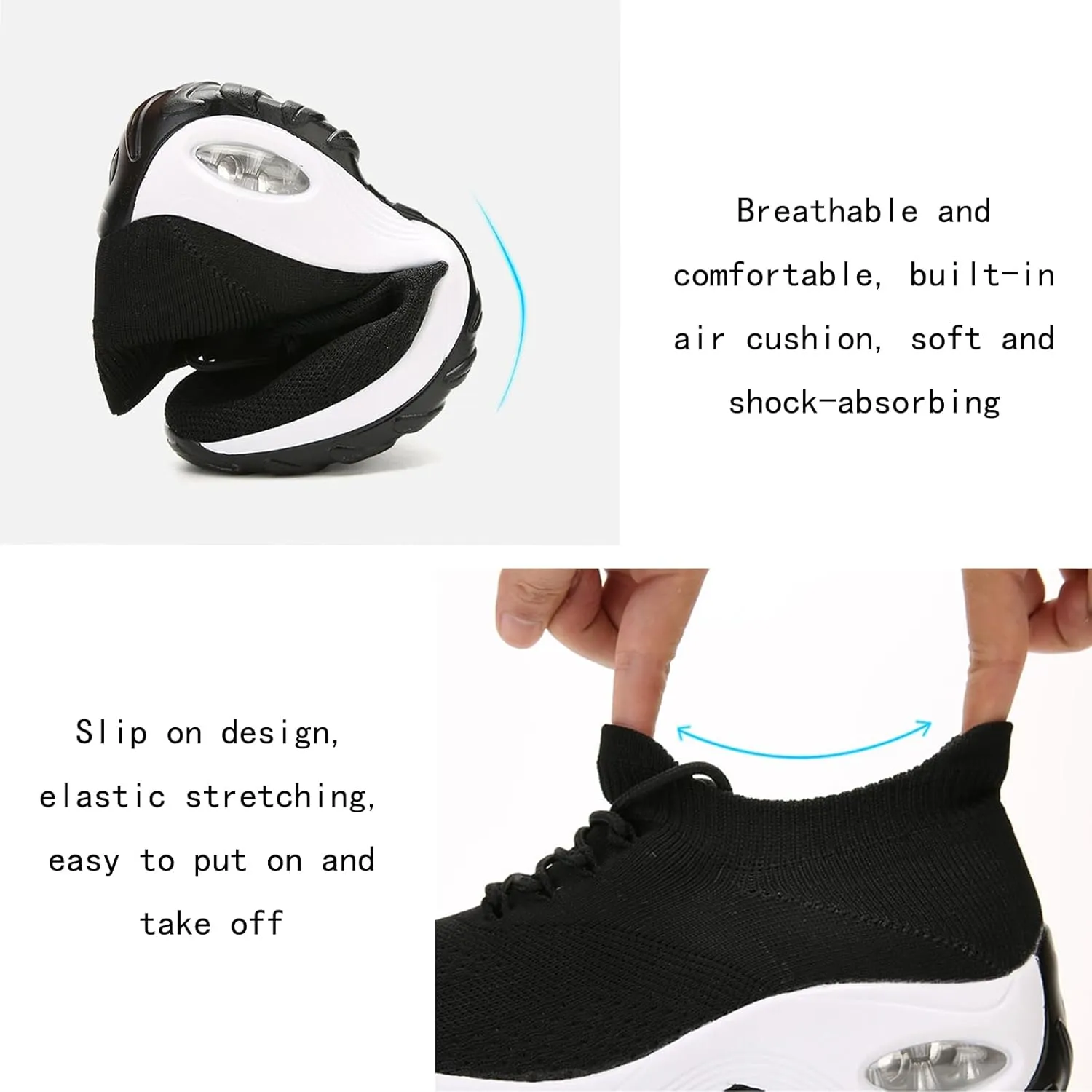 Aceptolcom Women Slip On Walking Shoes Breathable Non Slip Work Shoes Comfortable Air Cushion Orthopedic Sneakers with Arch Support