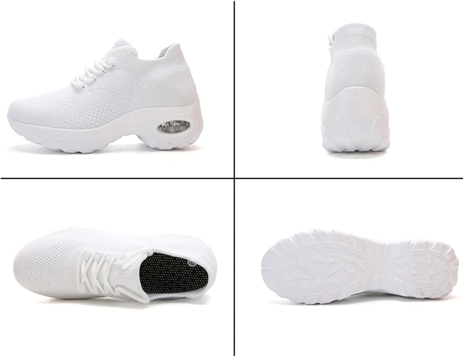 Aceptolcom Women Slip On Walking Shoes Breathable Non Slip Work Shoes Comfortable Air Cushion Orthopedic Sneakers with Arch Support