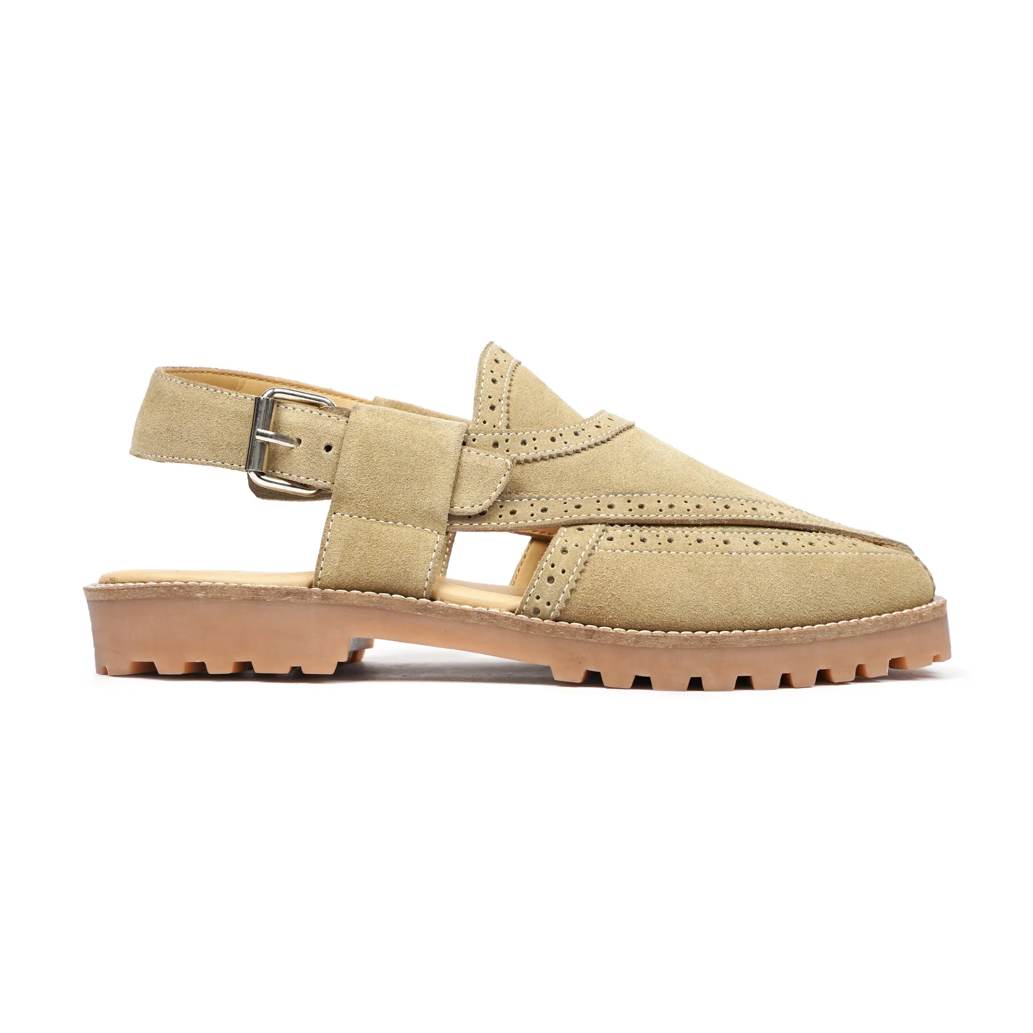 Akari - Men's Tan Kid Suede Sandal