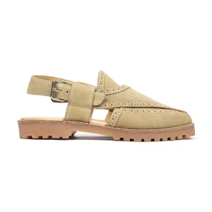 Akari - Men's Tan Kid Suede Sandal