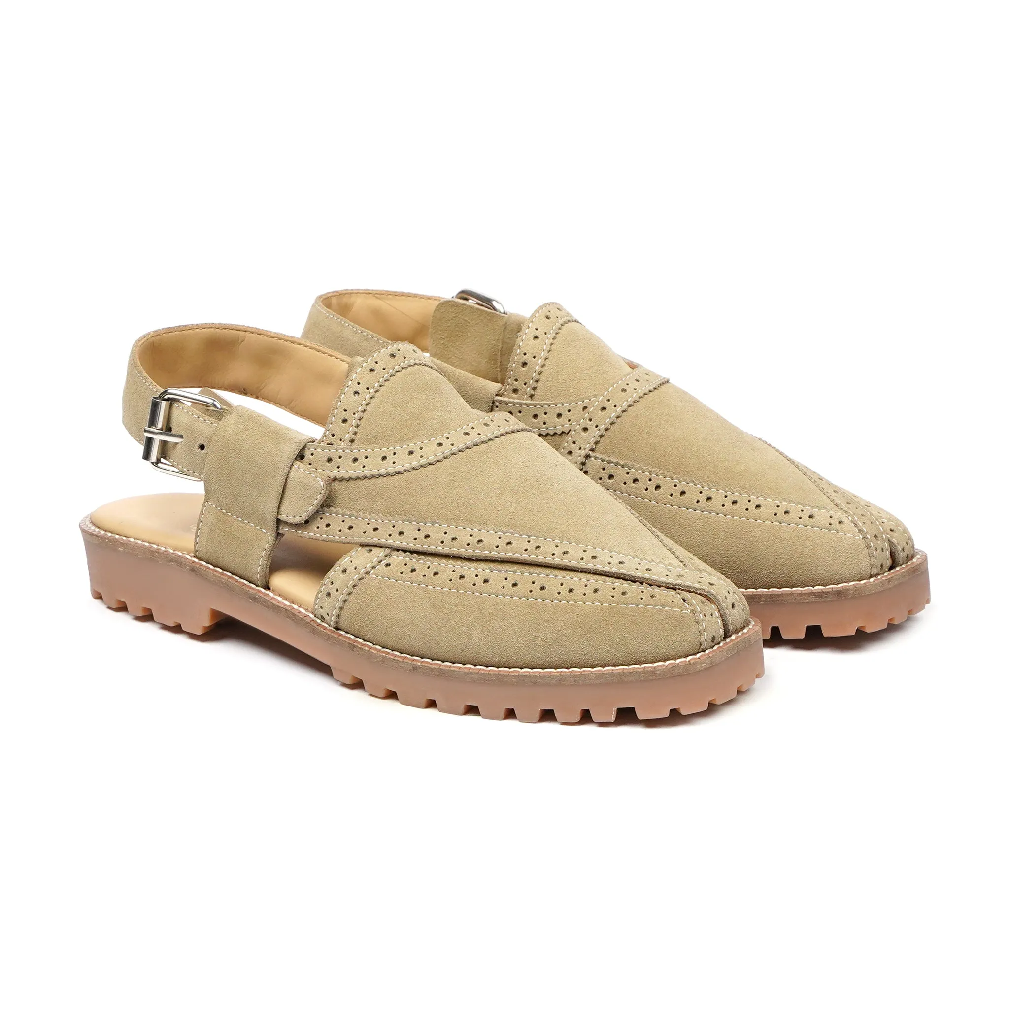 Akari - Men's Tan Kid Suede Sandal