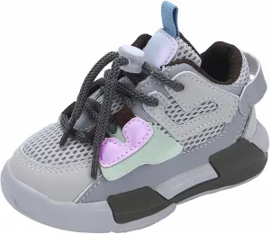 Baby Infant Breathable Leather Sneakers with Lace Cute Sole Chunky Lightweight Non Slip Sport Shoes for Toddler