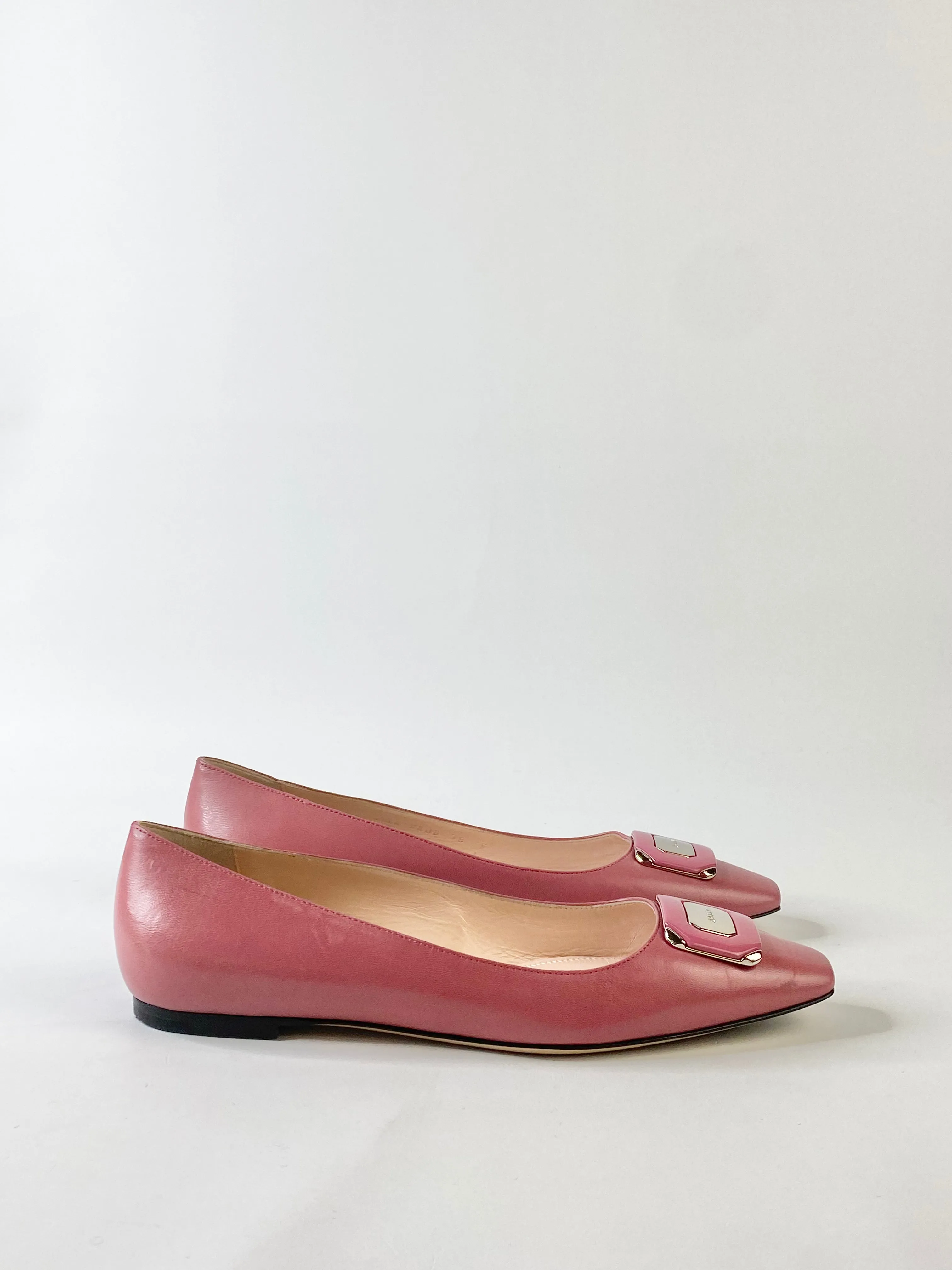 Bally Rose Pink Silver Motif Flats - EU38