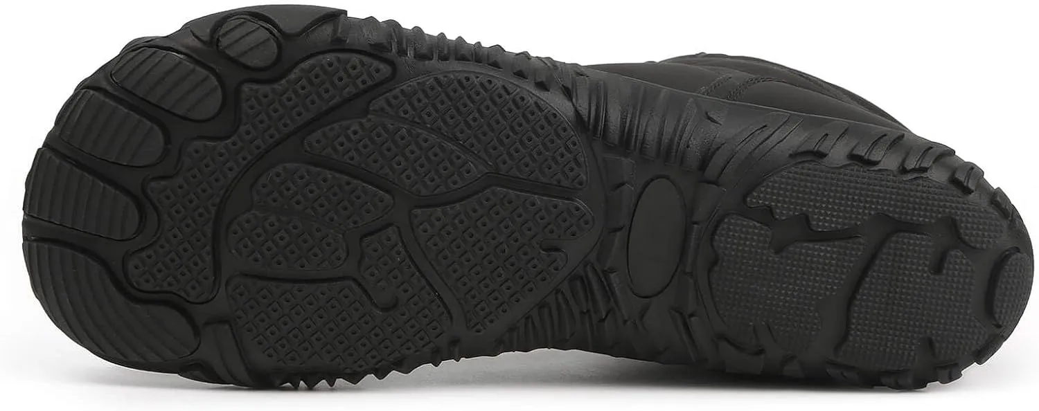baobeijiadao Mens Snow Boots Warm Fur Hiking Boots Slip On Barefoot Winter Boots Non Slip Waterproof Ankle Sneakers for Men