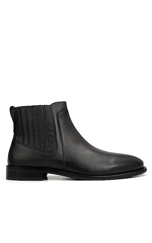 Black Plain Leather Boots