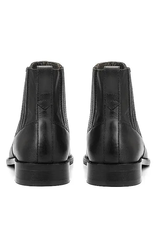 Black Plain Leather Boots