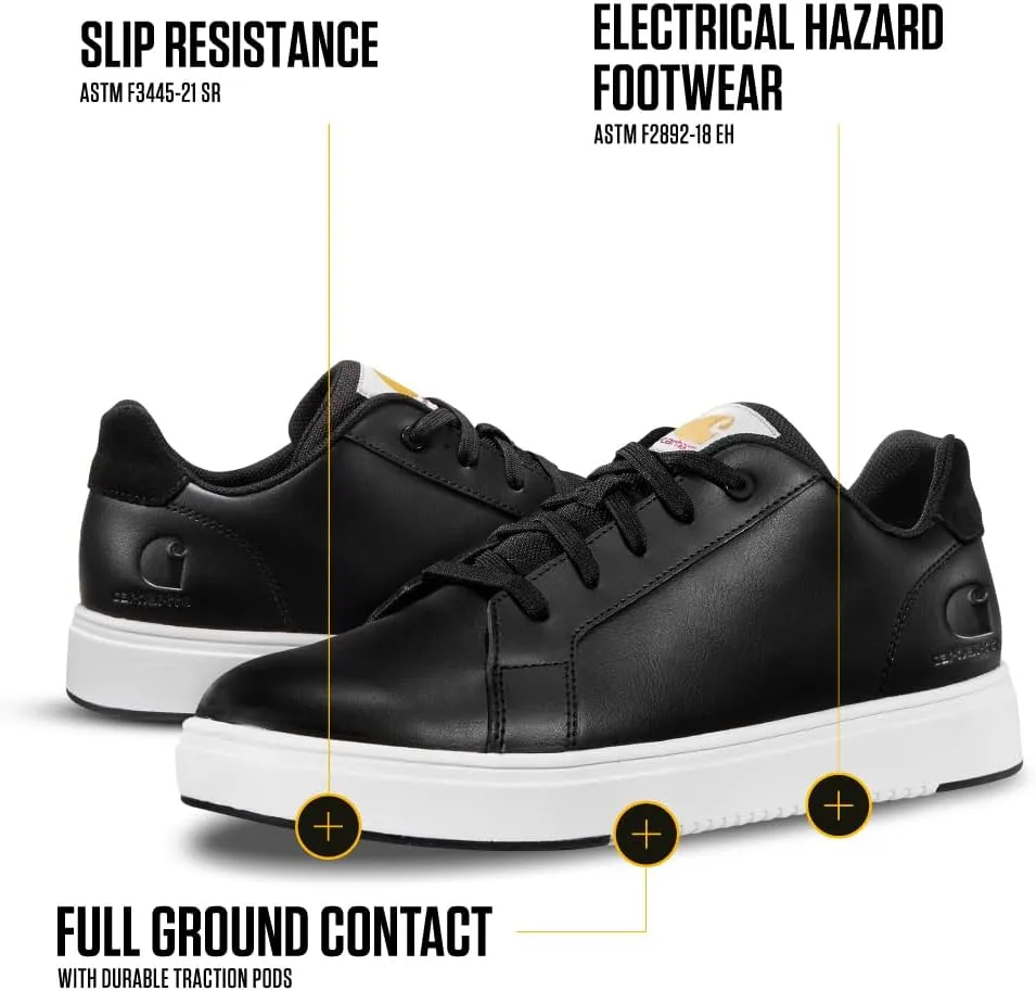 Carhartt Detroit Leather Sneakers for Men - Comfortable Shoes for Men with Wide Toe Box, Comfort Footbed and Midsole, and Slip-Resistant Outsole