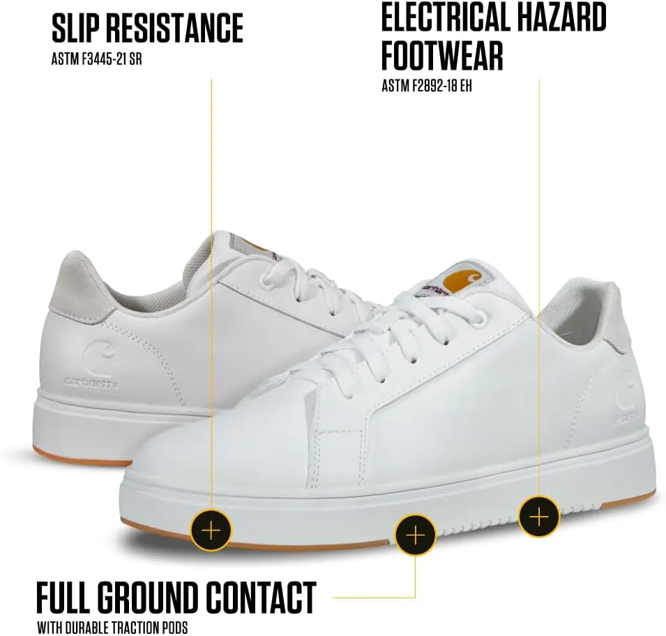 Carhartt Detroit Leather Sneakers for Men - Comfortable Shoes for Men with Wide Toe Box, Comfort Footbed and Midsole, and Slip-Resistant Outsole
