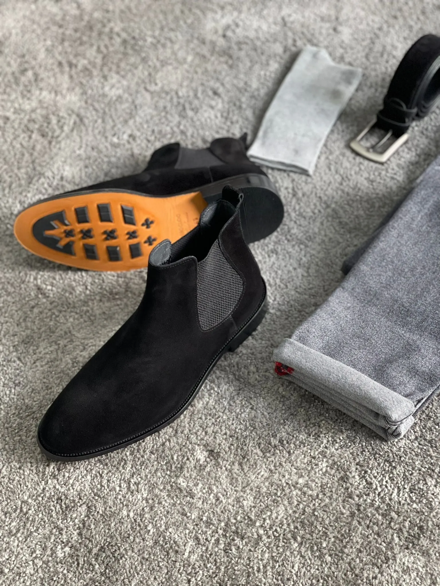Chesterfield Special Edition Suede Black Leather Chelsea Boots