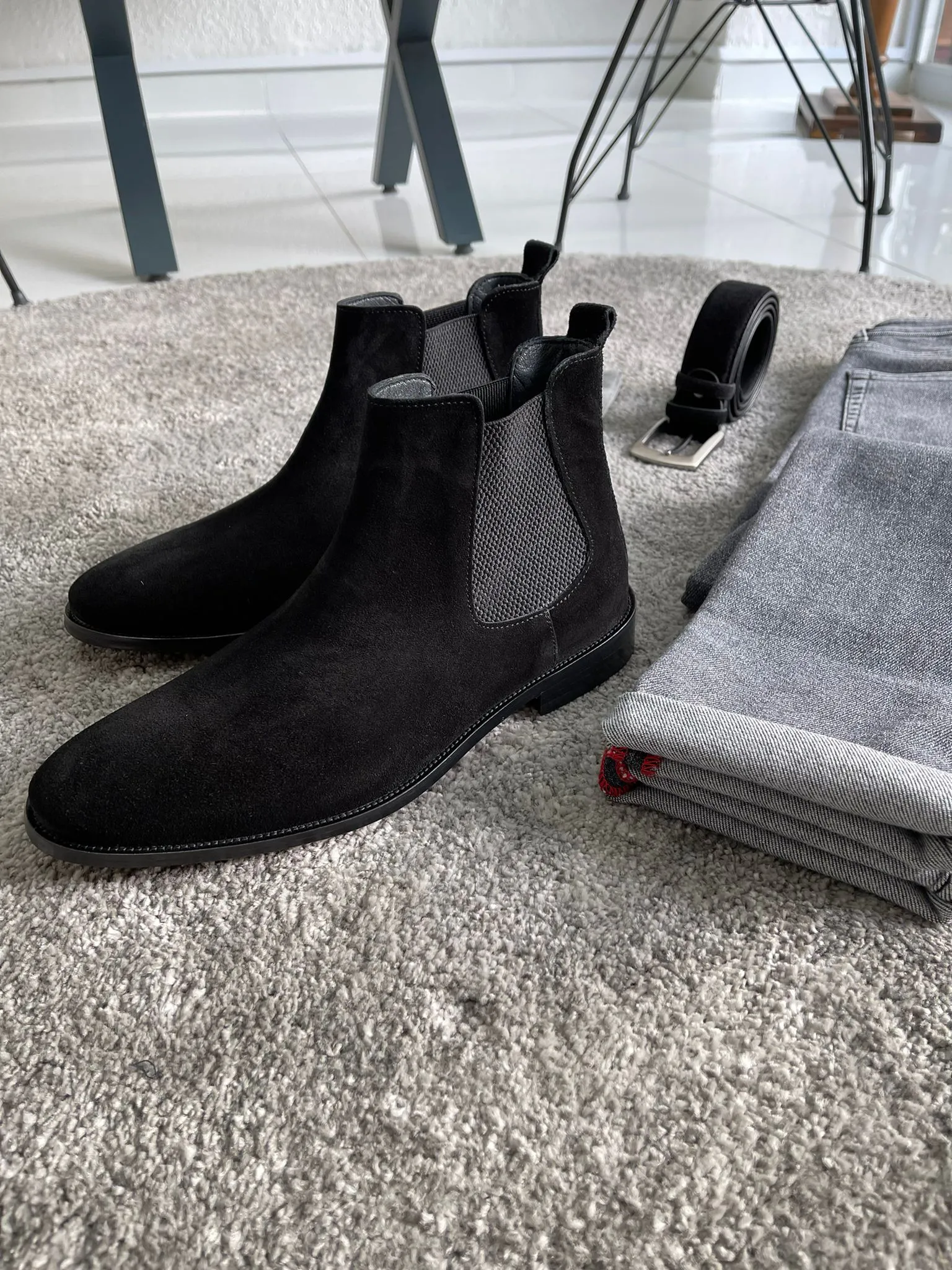 Chesterfield Special Edition Suede Black Leather Chelsea Boots