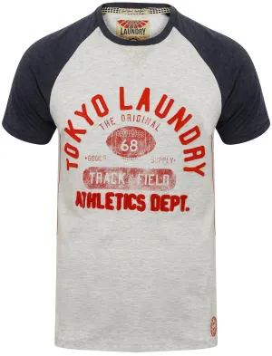Class of 68 Raglan Sleeve T-Shirt in Mood Indigo Marl - Tokyo Laundry