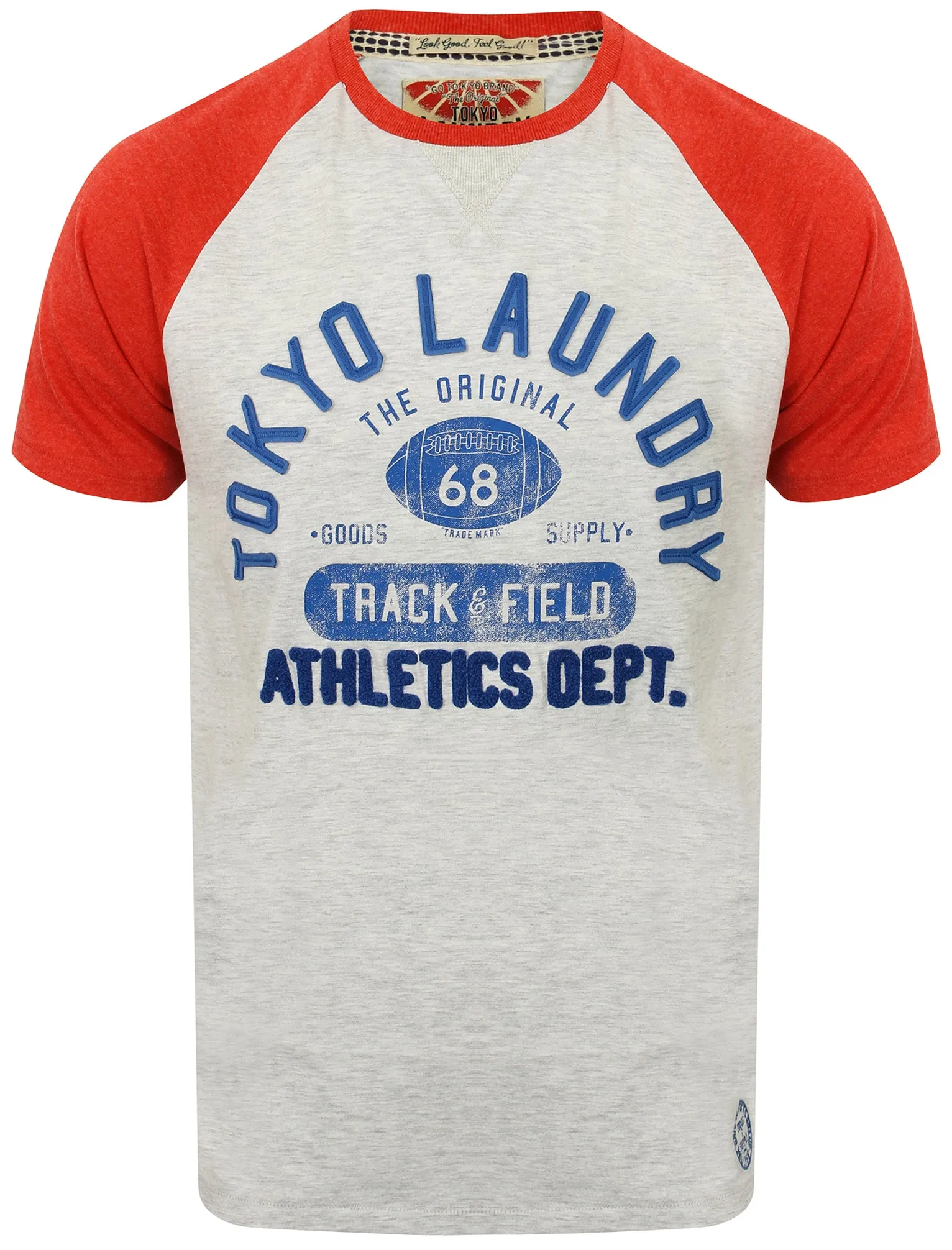 Class of 68 Raglan Sleeve T-Shirt in Tokyo Red Marl - Tokyo Laundry