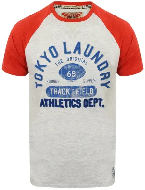 Class of 68 Raglan Sleeve T-Shirt in Tokyo Red Marl - Tokyo Laundry