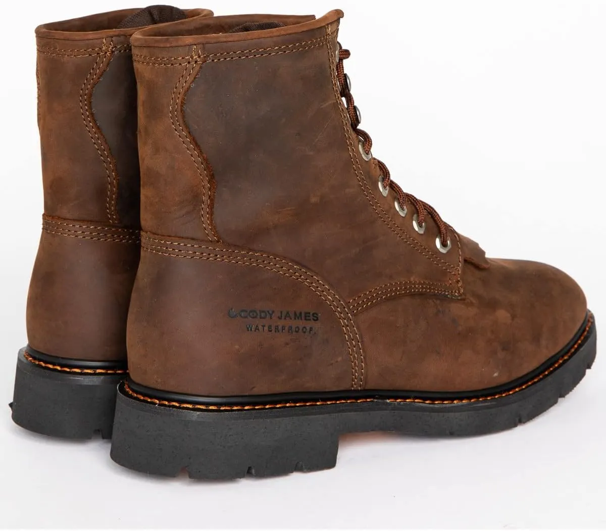 Cody James Men's 8" Mustang Waterproof Lace-Up Kiltie Work Boot Soft Toe - Cwrr2