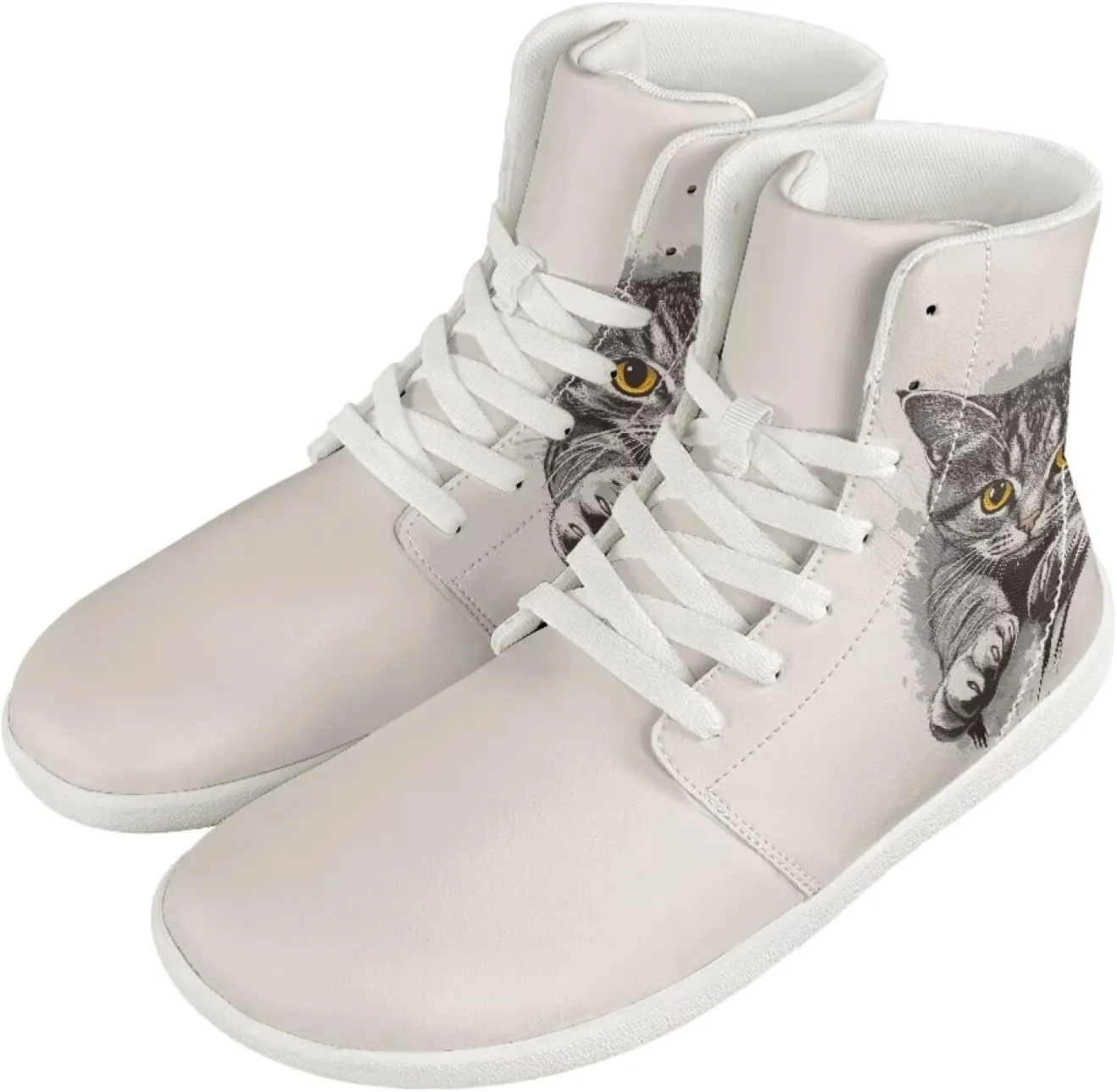 Coloranimal Barefoot Shoes Women High Top Sneakers Womens Athletic Shoes Walking Shoes Lace Up Fashion Sneakers Wide Toe Box Shoes