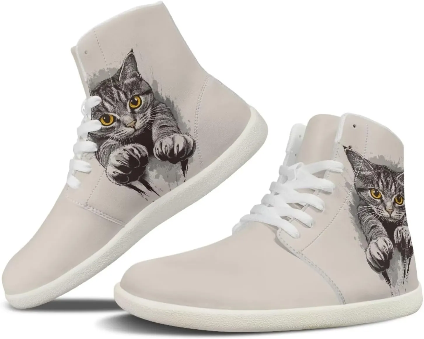 Coloranimal Barefoot Shoes Women High Top Sneakers Womens Athletic Shoes Walking Shoes Lace Up Fashion Sneakers Wide Toe Box Shoes
