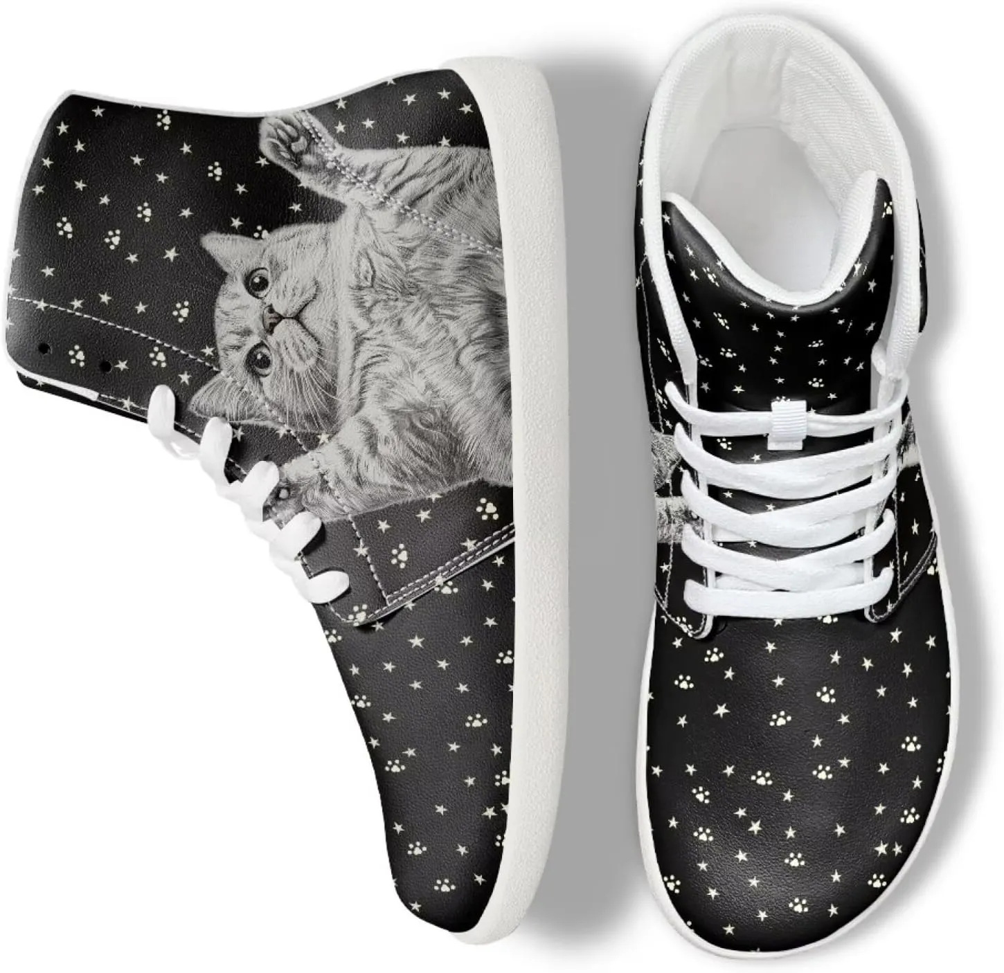 Coloranimal Barefoot Shoes Women High Top Sneakers Womens Athletic Shoes Walking Shoes Lace Up Fashion Sneakers Wide Toe Box Shoes