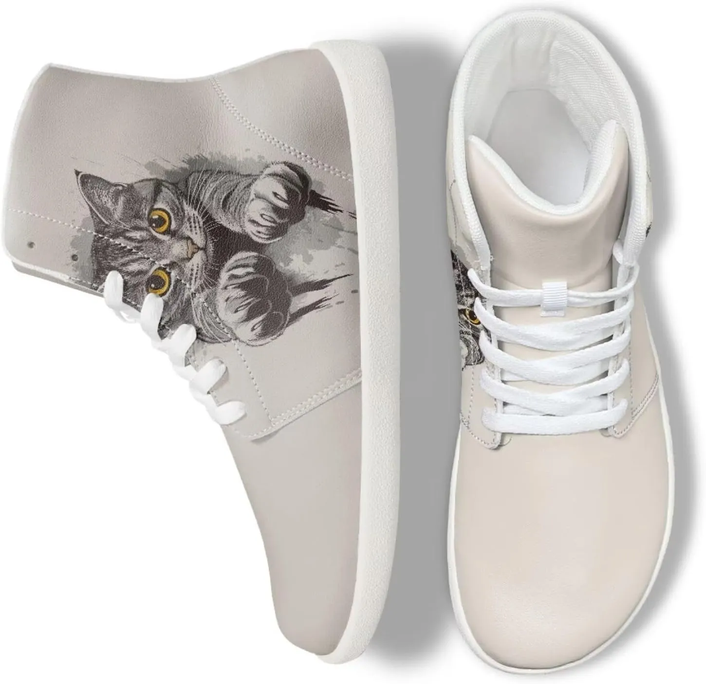 Coloranimal Barefoot Shoes Women High Top Sneakers Womens Athletic Shoes Walking Shoes Lace Up Fashion Sneakers Wide Toe Box Shoes