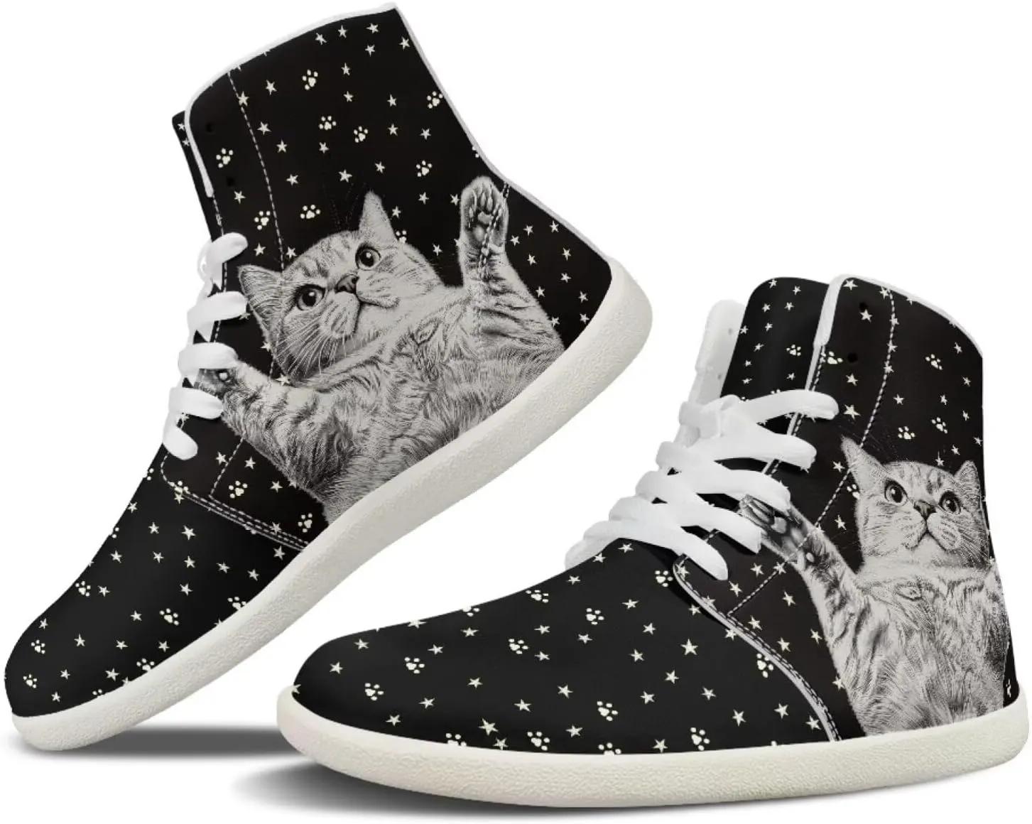 Coloranimal Barefoot Shoes Women High Top Sneakers Womens Athletic Shoes Walking Shoes Lace Up Fashion Sneakers Wide Toe Box Shoes