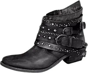 Combat Boots Womens Ankle Flat Booties for Women 2024 Black Boots for Women Flat Boot for Men Casual Round Head Low Heel Comfortable Pointed Toe