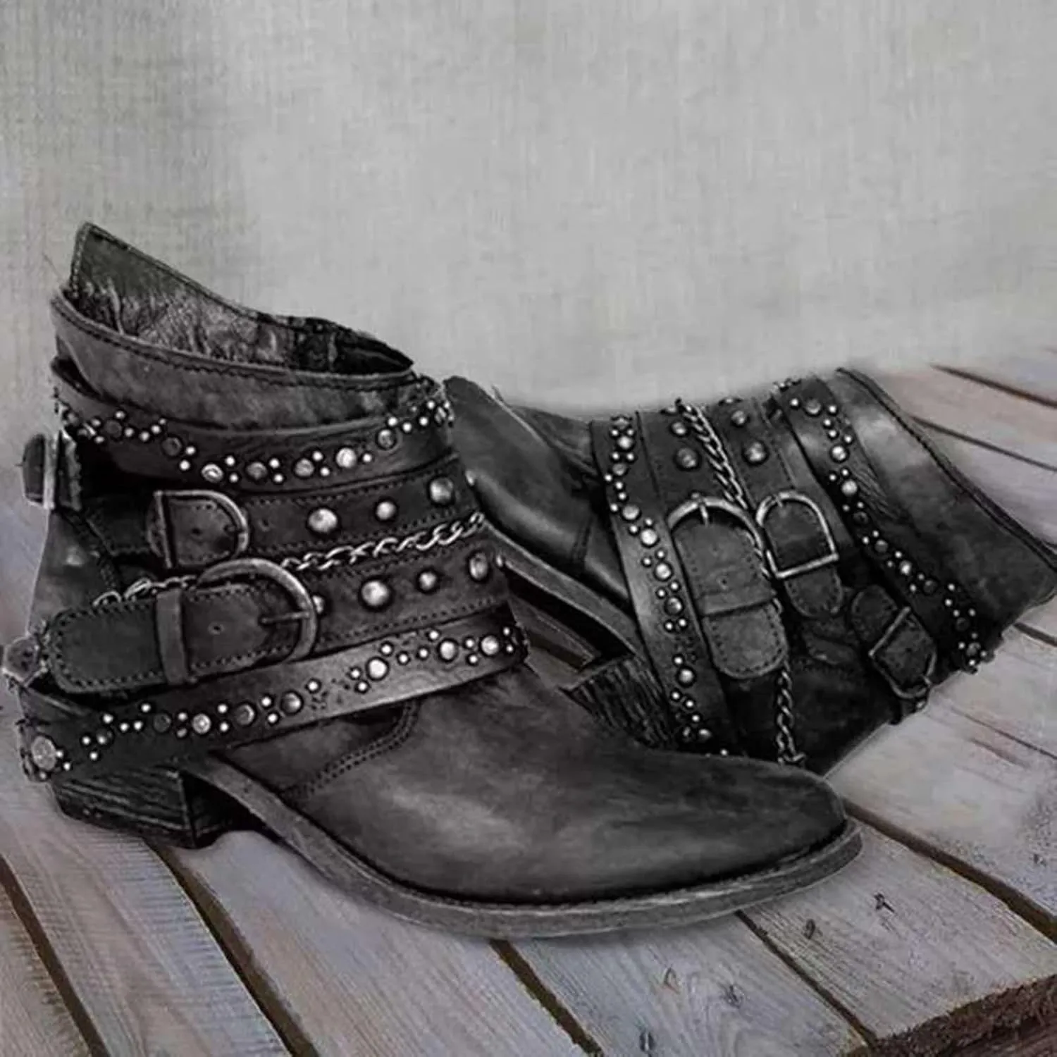 Combat Boots Womens Ankle Flat Booties for Women 2024 Black Boots for Women Flat Boot for Men Casual Round Head Low Heel Comfortable Pointed Toe