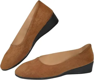 Comfortable Lightweight Anti-Slip Breathable Orthopedic Flat Shoes, Closed Toe Wedges for Women Low Heel, Ballet Wedge Wide Fit Dress Shoes