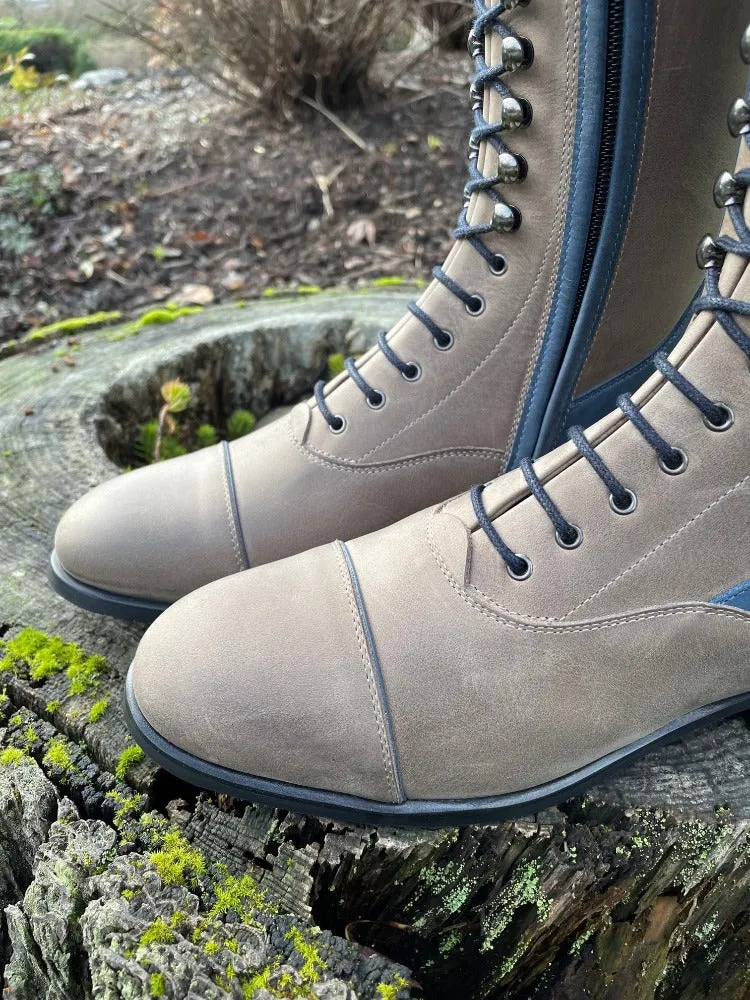Custom Kingsley Orlando 02 Lace Up Dressage Boot - Gaucho Grey & Gaucho Navy