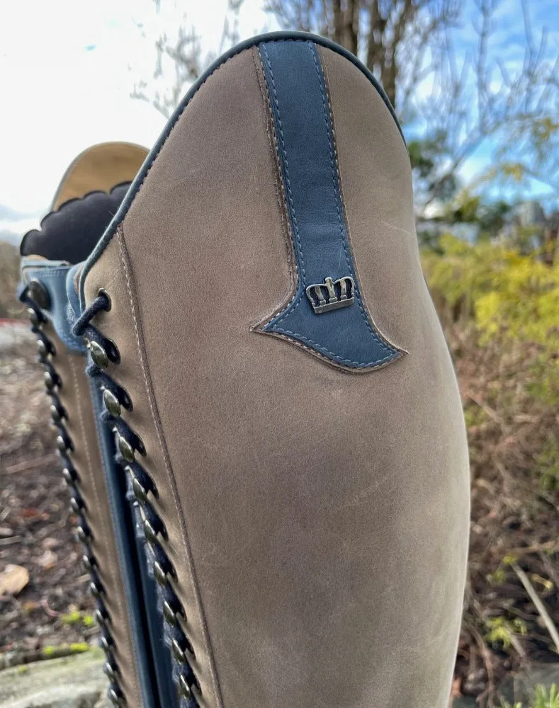 Custom Kingsley Orlando 02 Lace Up Dressage Boot - Gaucho Grey & Gaucho Navy