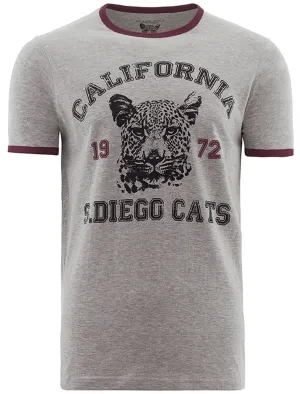 Diego Motif Crew Neck Ringer T-Shirt in Grey Marl