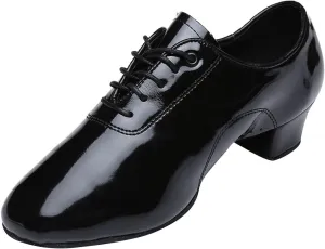 EnJoCho Little Girls Shoes Shoes Boys Modern Dance Shoes Prom Ballroom Latin Dance Shoes Solid Color Lace Up Leather (Black, 33)