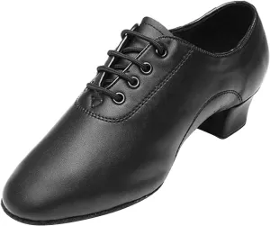EnJoCho Toddler Walking Shoes Shoes Boys Modern Dance Shoes Prom Ballroom Latin Dance Shoes Solid Color Lace Up (Black, 28)