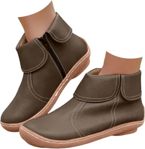 Fall Boots for Women 2024 Ankle Boots Retro Round Toe Fashion Comfortable Flat Side Zipper Lightweight Fall Boots