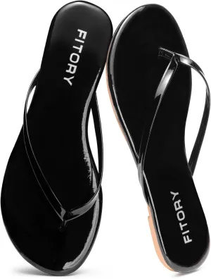 FITORY Womens Fashion Flip Flops Comfortable Leather Summer Beach Thong Walking Sandals on Indoor Outdoor Size 6-11