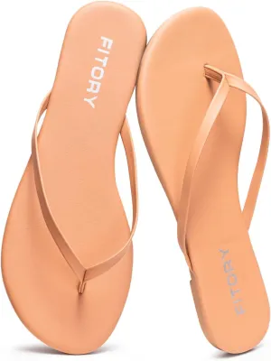 FITORY Womens Fashion Flip Flops Comfortable Leather Summer Beach Thong Walking Sandals on Indoor Outdoor Size 6-11