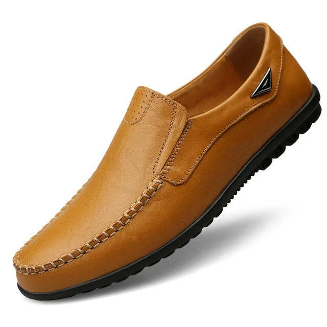Genuine Leather Men's Moccasin Shoes – Breathable Italian Loafers for Casual Comfort
