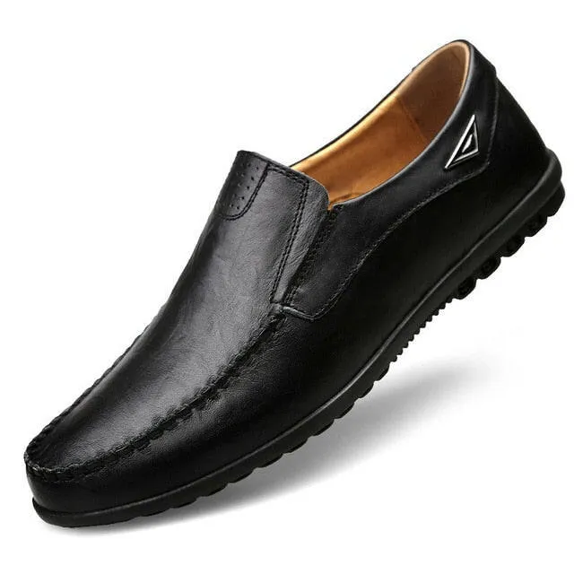 Genuine Leather Men's Moccasin Shoes – Breathable Italian Loafers for Casual Comfort