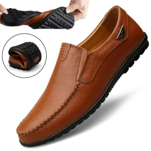 Genuine Leather Men's Moccasin Shoes – Breathable Italian Loafers for Casual Comfort