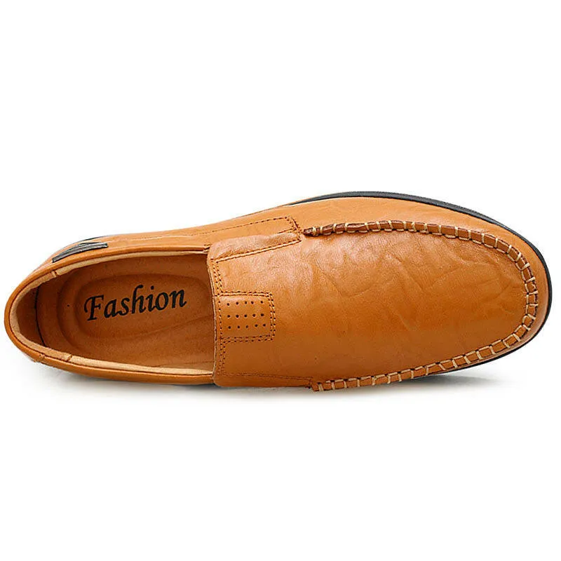 Genuine Leather Men's Moccasin Shoes – Breathable Italian Loafers for Casual Comfort