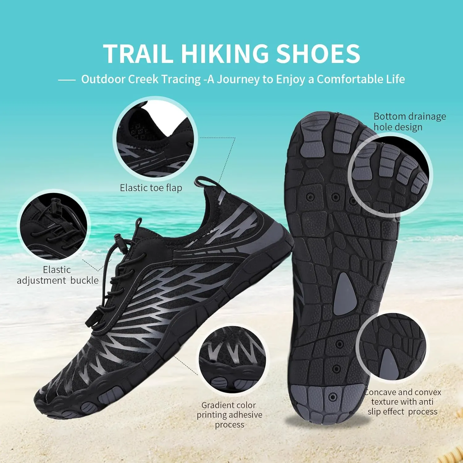 Hike Barefoot Shoes for Women Men, New Barefoot Footwear, Non-Slip Water Shoes,Breathable Non-Slip Footwear Wide Toe