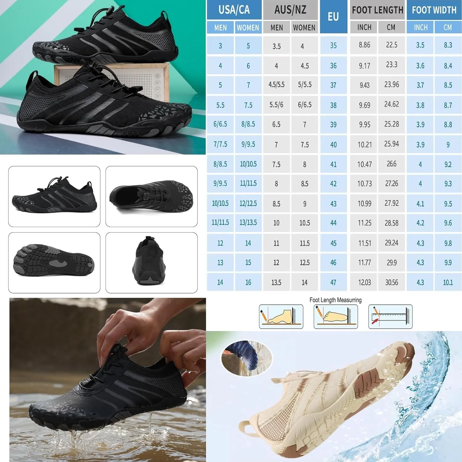 Hike Barefoot Shoes Womens,New Barefoot Footwear, Non-Slip Water Shoes,Breathable & Non-Slip Athletic Footwear,Wide Toe with Hike