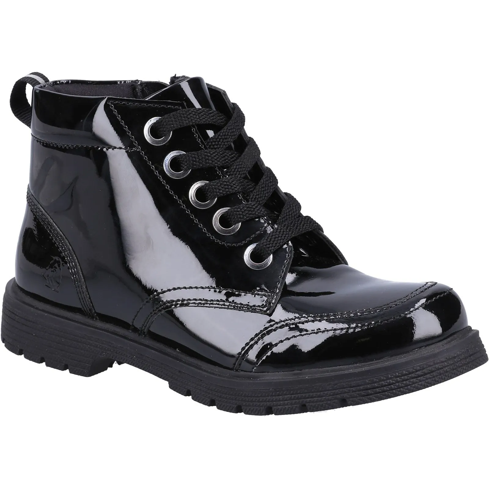Hush Puppies Girls Jolie Patent Leather Boots - Black
