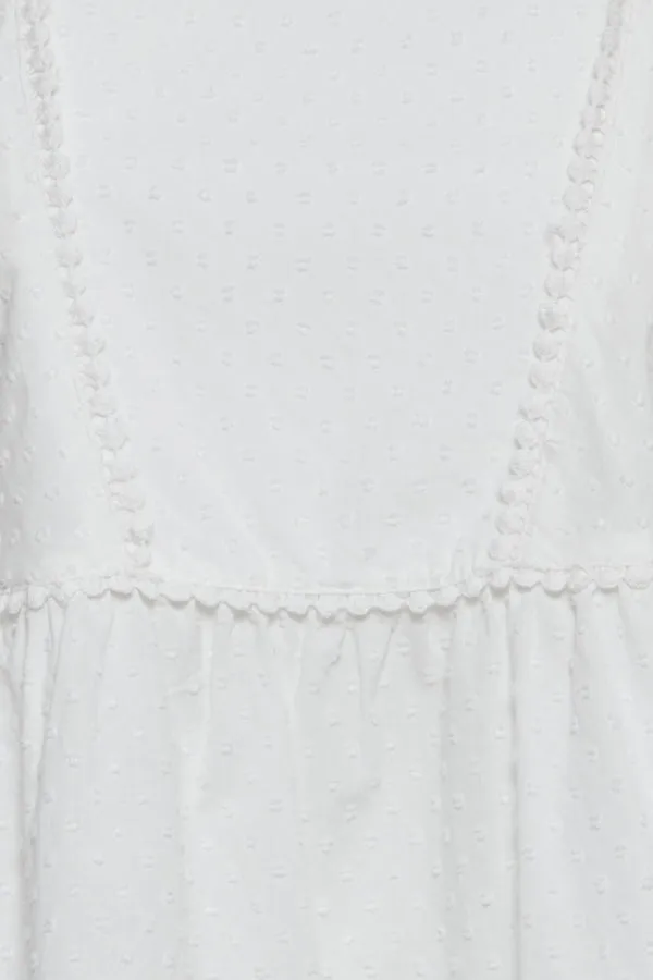 ICHI Anna Lace Trim Blouse - White