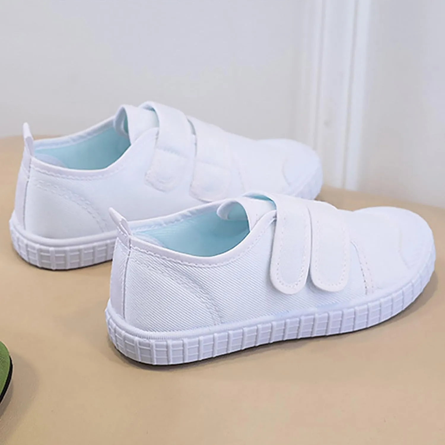 Kid's Classic Slip On Canvas Shoes Girls Boys White Sneaker Tennis Shoes Light Weight Comfortable Causal Shoes