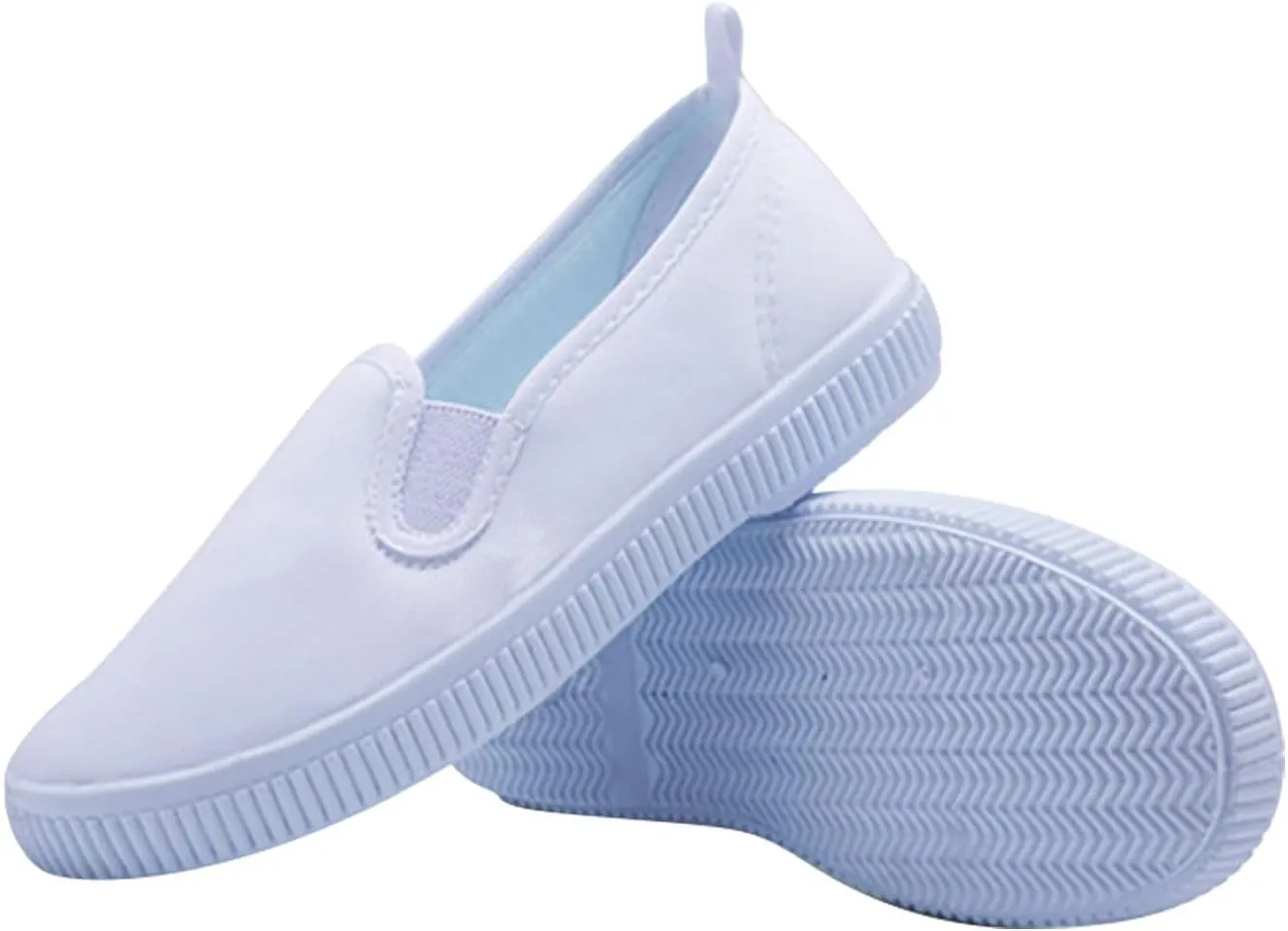 Kid's Classic Slip On Canvas Shoes Girls Boys White Sneaker Tennis Shoes Light Weight Comfortable Causal Shoes