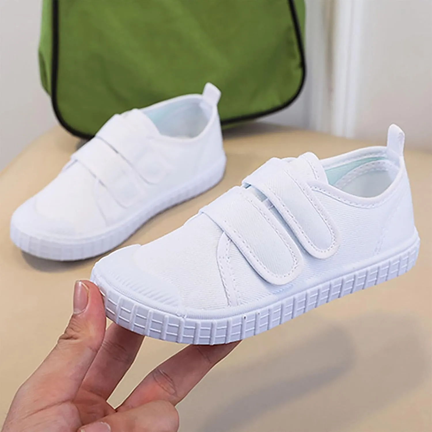 Kid's Classic Slip On Canvas Shoes Girls Boys White Sneaker Tennis Shoes Light Weight Comfortable Causal Shoes