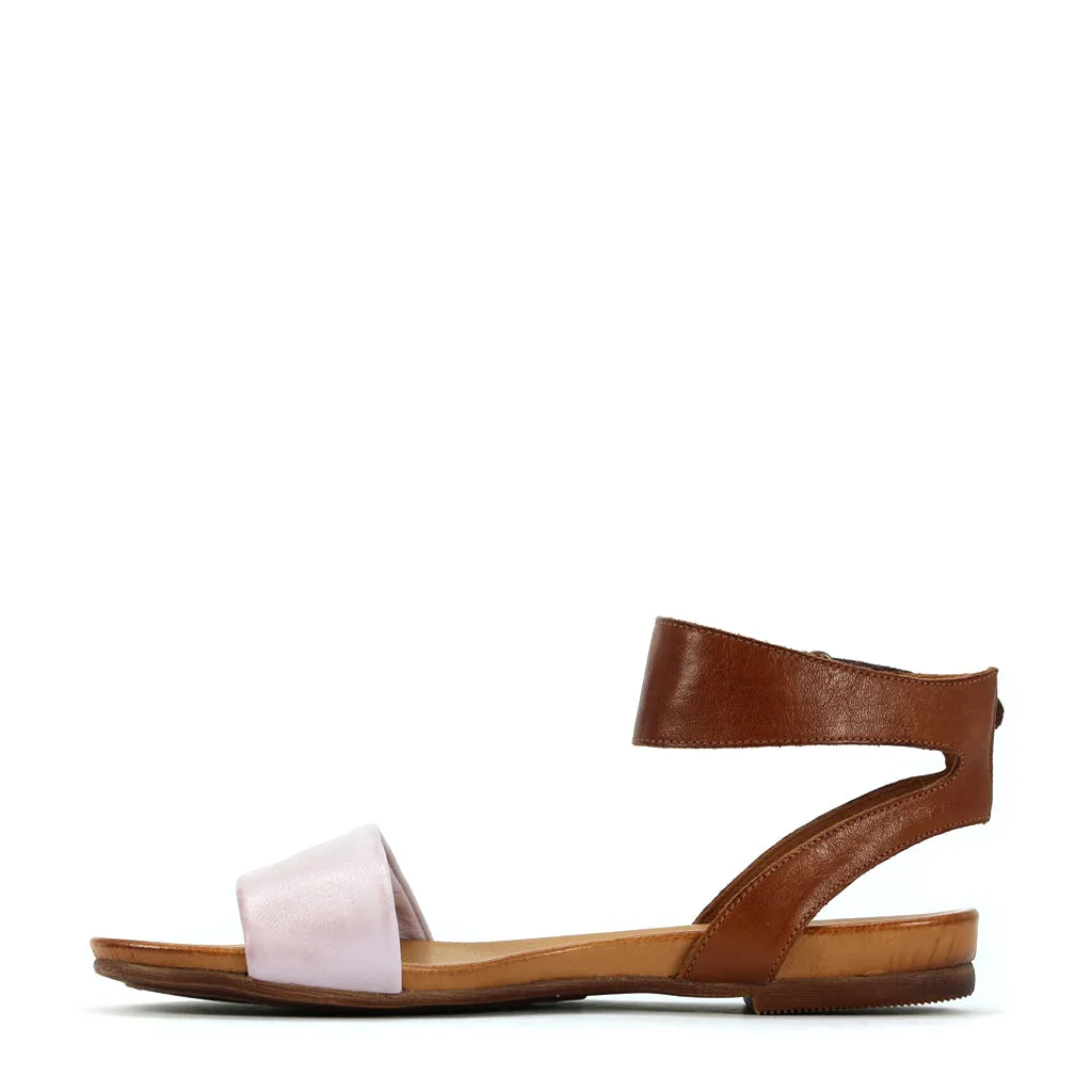 LAUREN LEATHER ANKLE STRAP SANDALS