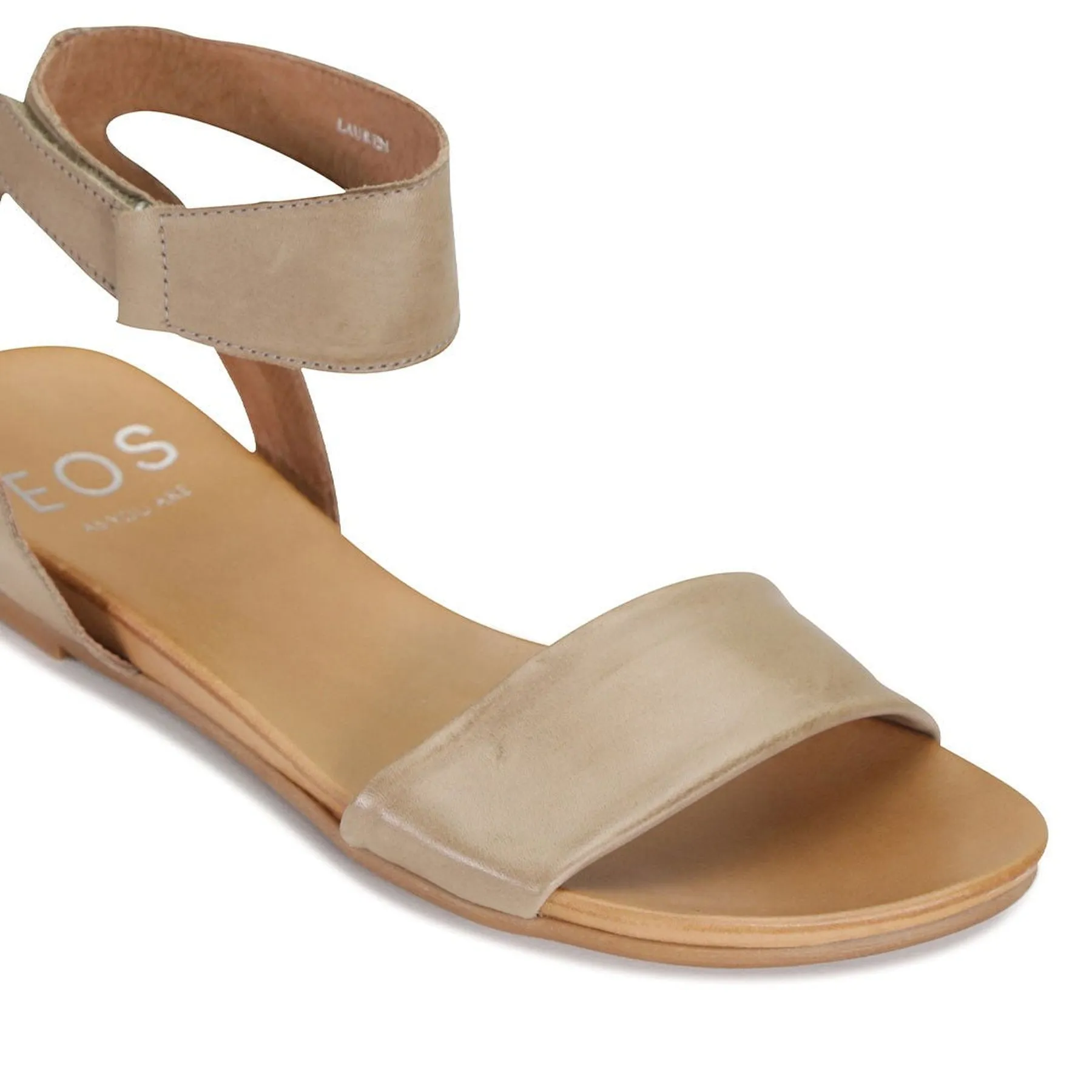 LAUREN LEATHER ANKLE STRAP SANDALS